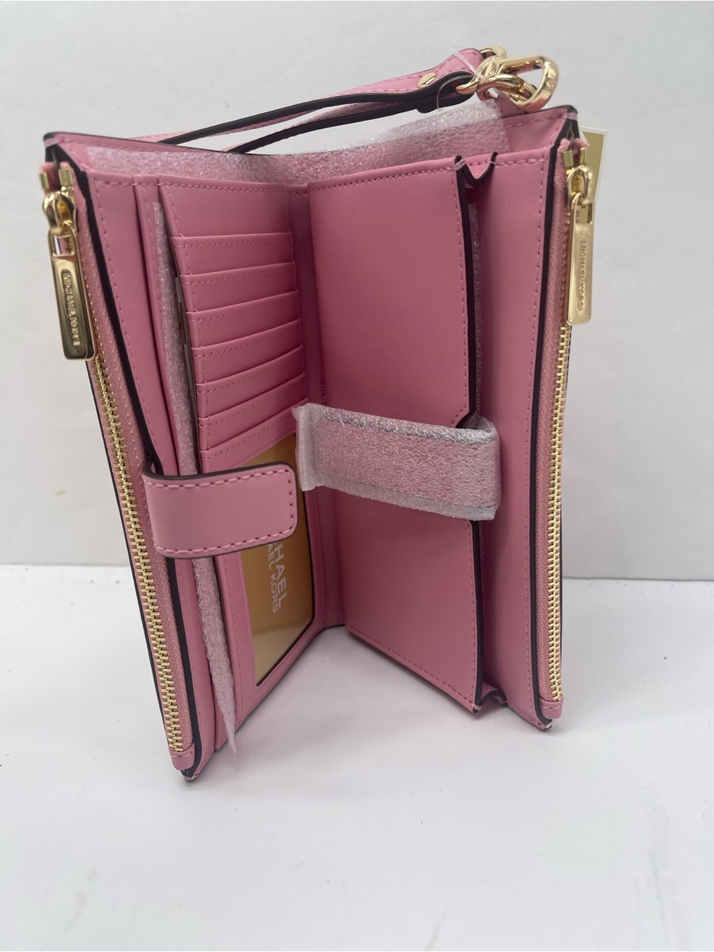 Michael Kors Jet Set Lg Double Zip Ombré Sign Logo Wristlet Wallet Carnation 
NW - Picture 12 of 16